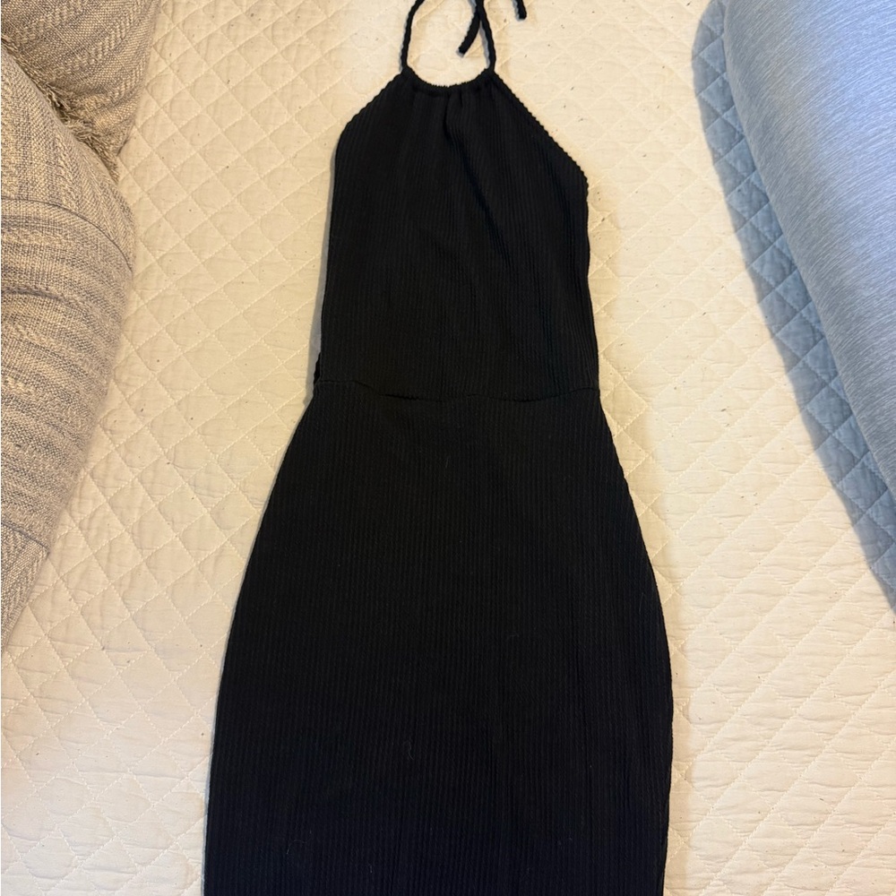 Elegant Black Halter Dress